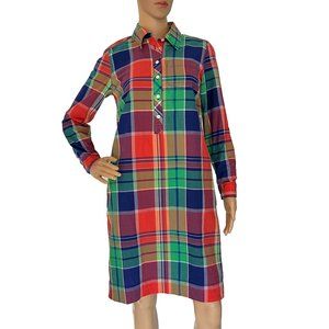 Talbots-Petites long-sleeve-shirt-dress-in-madras-plaid.-Great-for-travel - 2